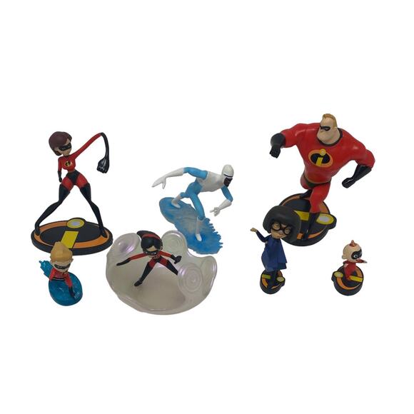 Disney Pixar The Incredibles Lot Of Seven Toy Figurines Cake Toppers Decorations - Picture 1 of 16